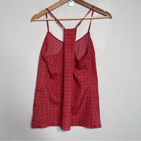 J Crew Factory Womens Size 2 Red Printed Racerback Lightweight Tank Top Casual - Picture 3 of 10